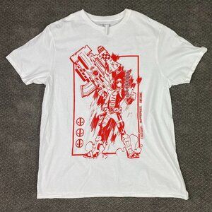 NWT Deadpool T Shirt Men's Large White Marvel Excessive Inappropriate Awesome